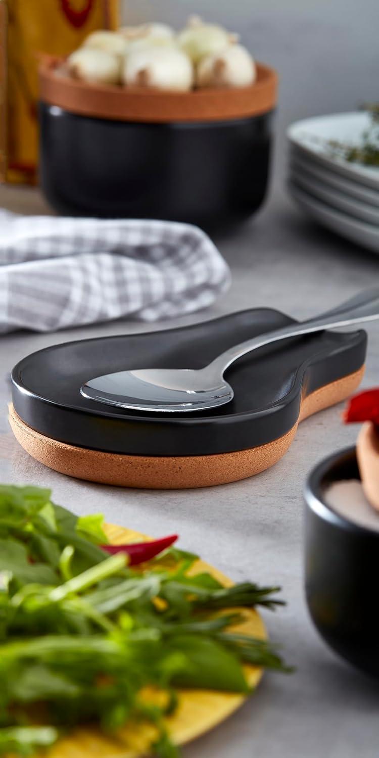 image:imageKamenstein Ceramic and Cork Spoon Rest for Kitchen Counter and Stovetop Protection from Spills and Scratches natural cork and white ceramicBlack