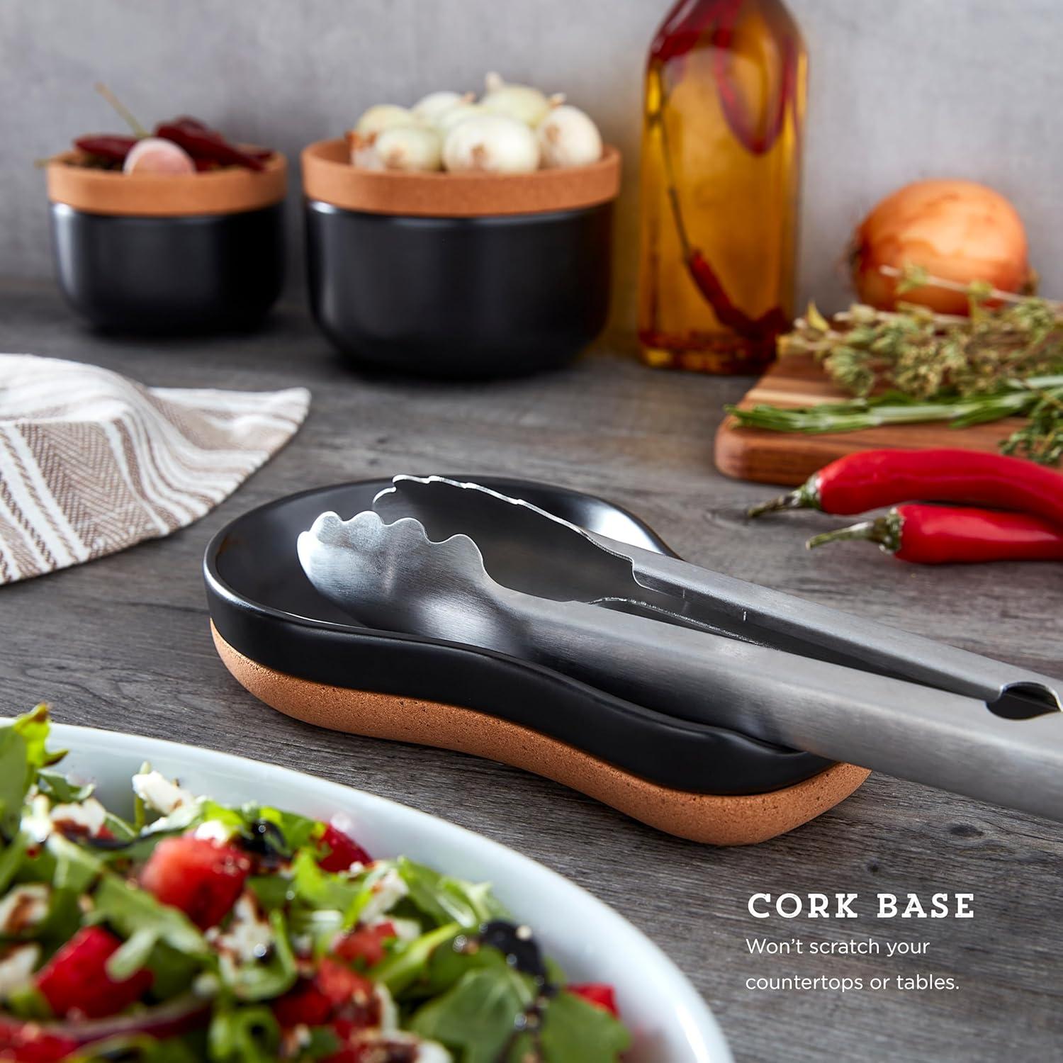 image:imageKamenstein Ceramic and Cork Spoon Rest for Kitchen Counter and Stovetop Protection from Spills and Scratches natural cork and white ceramicBlack