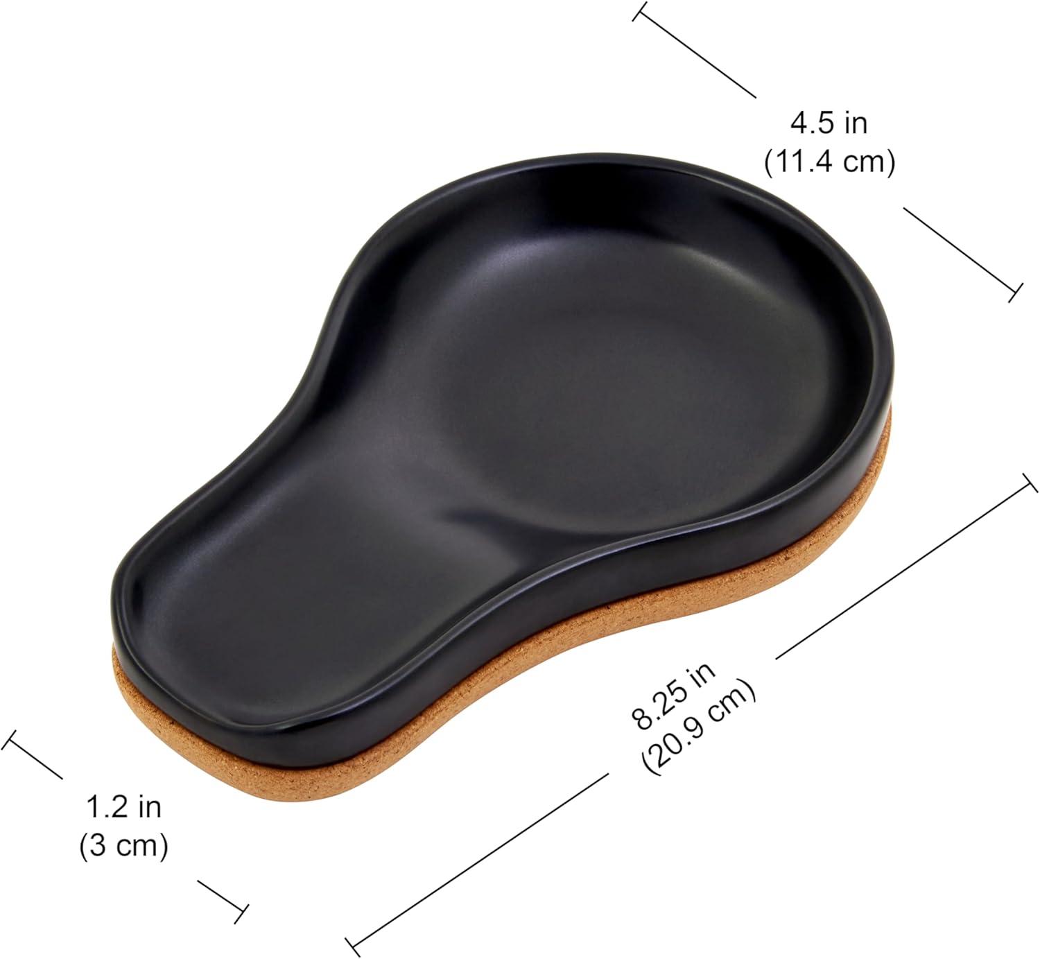 image:imageKamenstein Ceramic and Cork Spoon Rest for Kitchen Counter and Stovetop Protection from Spills and Scratches natural cork and white ceramicBlack
