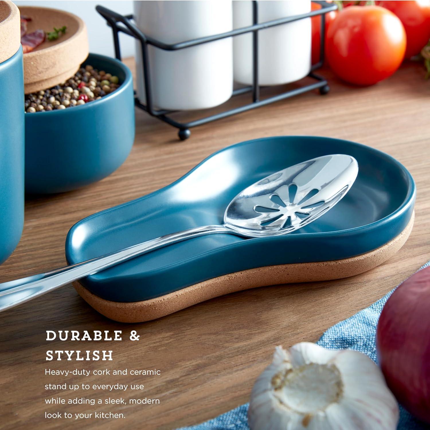 image:imageKamenstein Ceramic and Cork Spoon Rest for Kitchen Counter and Stovetop Protection from Spills and Scratches natural cork and white ceramicTeal