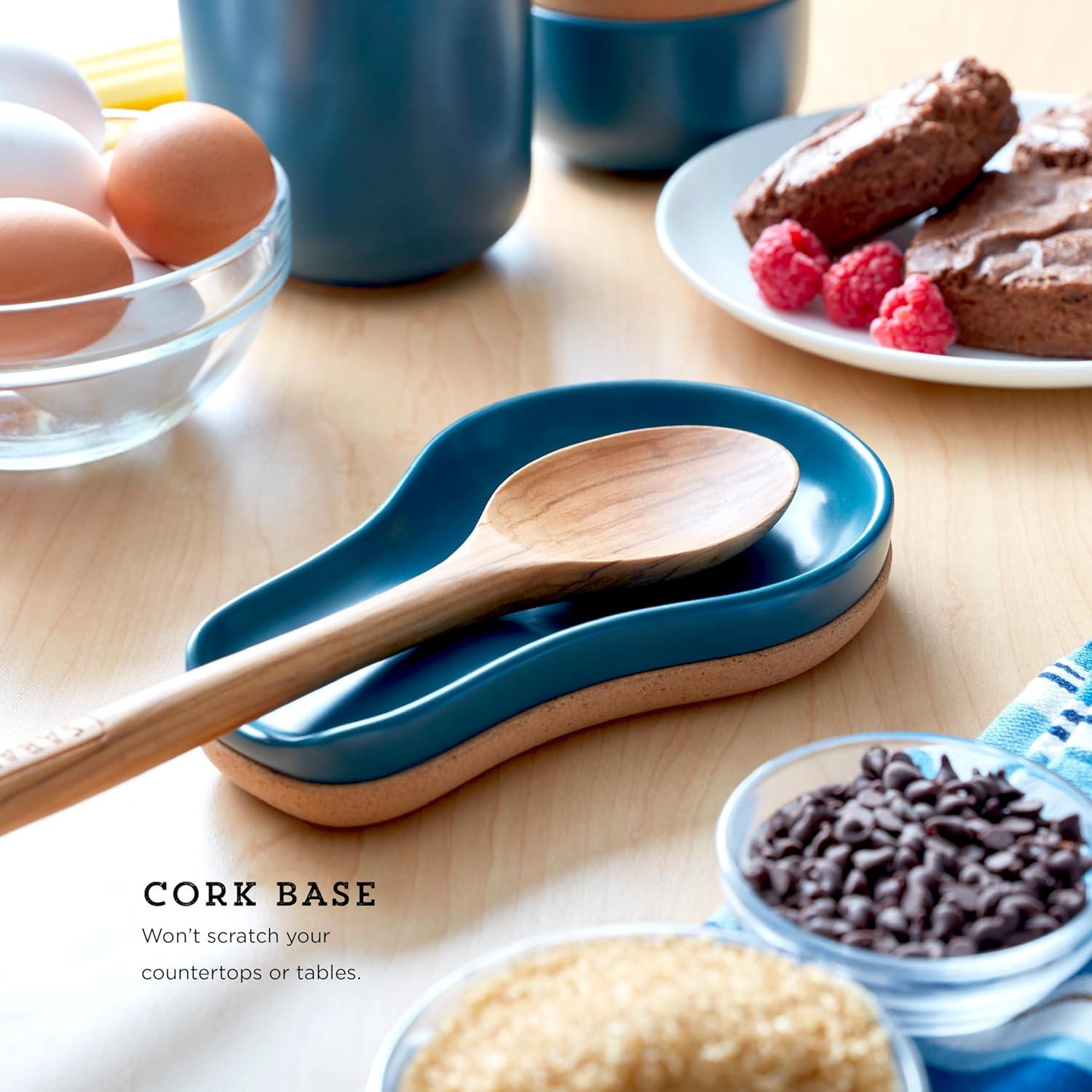 image:imageKamenstein Ceramic and Cork Spoon Rest for Kitchen Counter and Stovetop Protection from Spills and Scratches natural cork and white ceramicTeal
