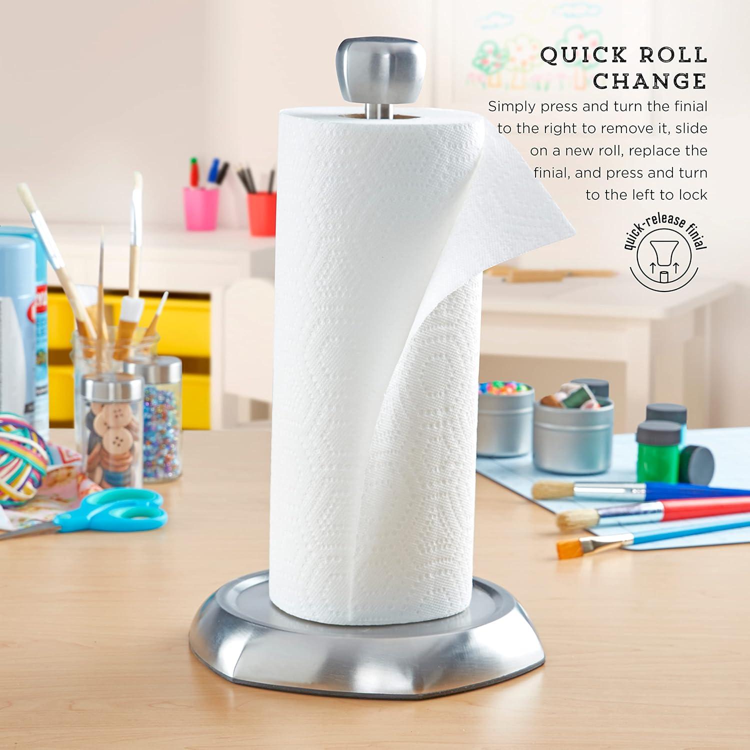 image:imageKamenstein Hexagon Base Perfect Tear Stainless Steel Countertop Paper Towel Holder One Handed Pull No Unraveling Weighted Base Prevents Tipping 14 Inch