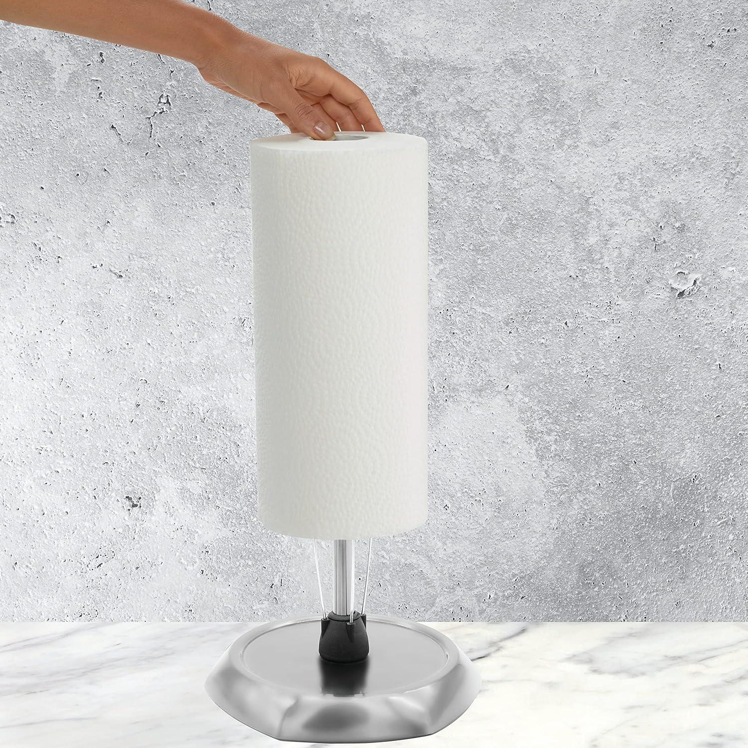 image:imageKamenstein Hexagon Base Perfect Tear Stainless Steel Countertop Paper Towel Holder One Handed Pull No Unraveling Weighted Base Prevents Tipping 14 Inch