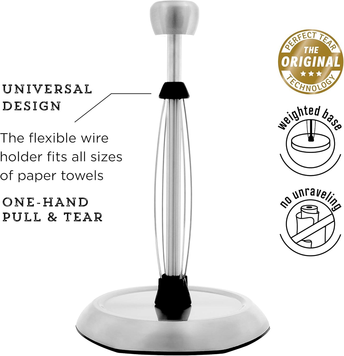 image:imageKamenstein Hexagon Base Perfect Tear Stainless Steel Countertop Paper Towel Holder One Handed Pull No Unraveling Weighted Base Prevents Tipping 14 Inch