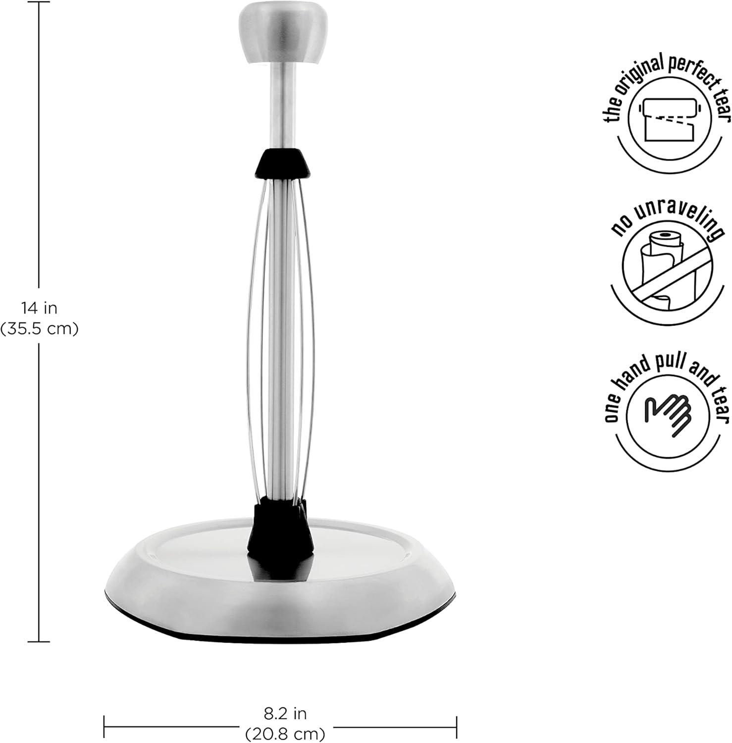 image:imageKamenstein Hexagon Base Perfect Tear Stainless Steel Countertop Paper Towel Holder One Handed Pull No Unraveling Weighted Base Prevents Tipping 14 Inch