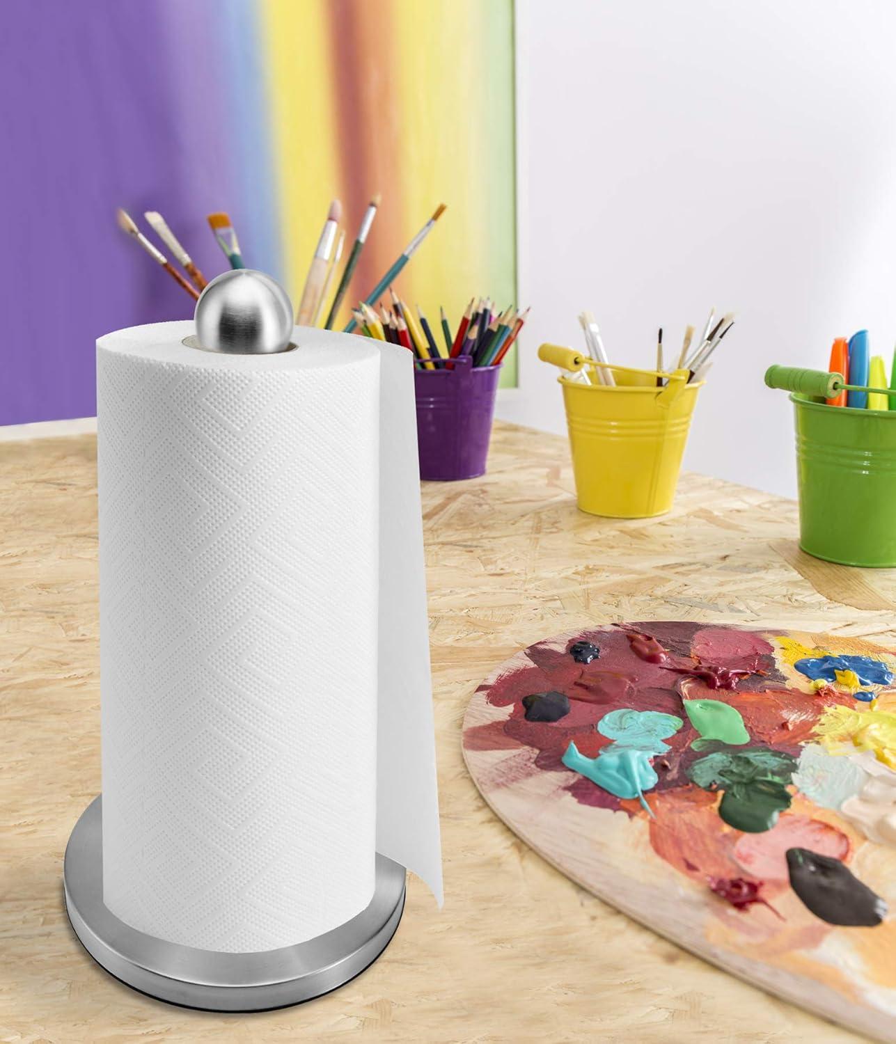 image:imageKamenstein Perfect Tear Low Profile Stainless Steel Countertop Paper Towel Holder Ball Finial One Handed Pull No Unraveling Weighted Base Prevents Tipping 13 Inch