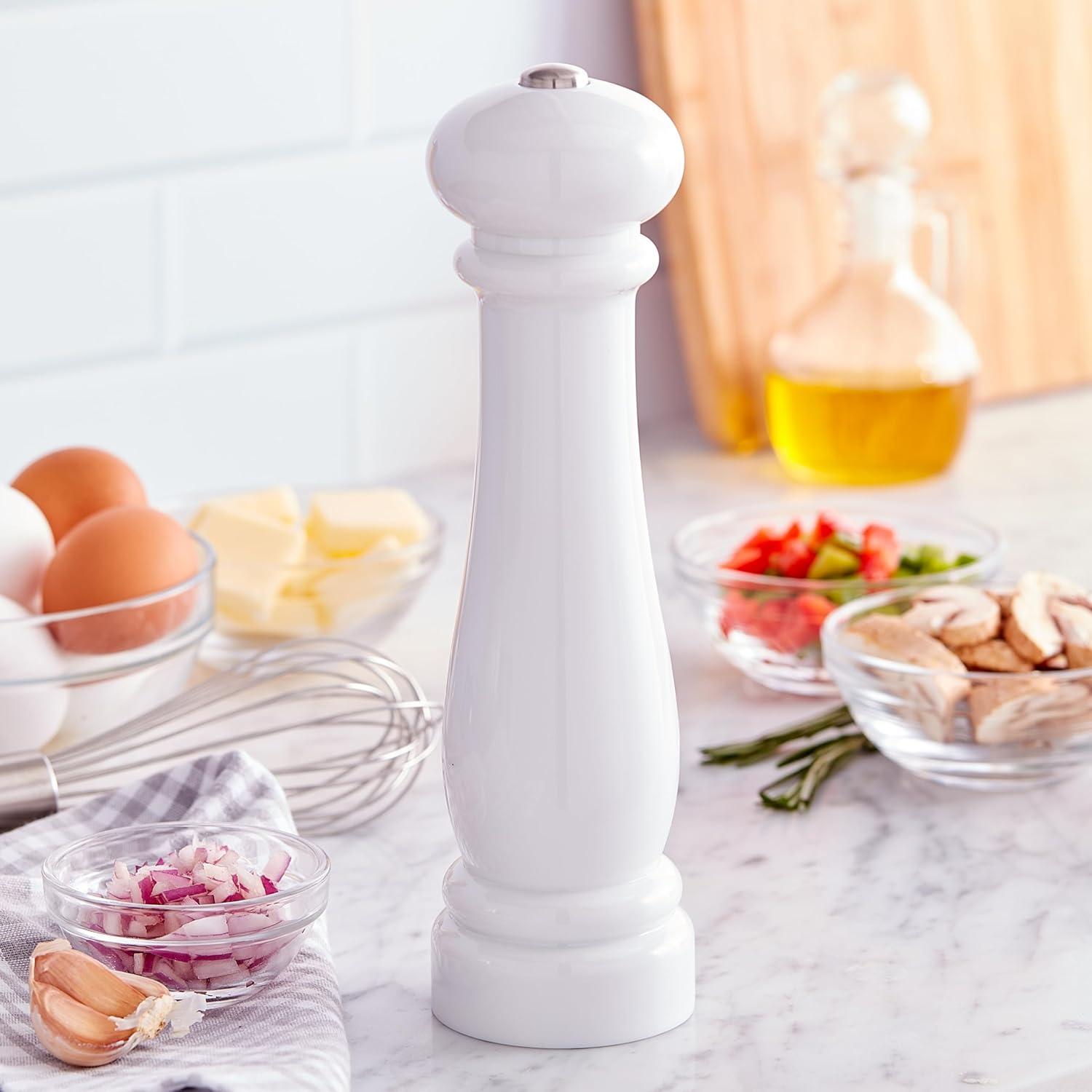 image:imageKamenstein Traditional Glossy Battery Operated Grinder for Salt or Peppercorns Easy to Use with One Handed Push of a Button Runs on Batteries batteries not Included 10in BlackWhite