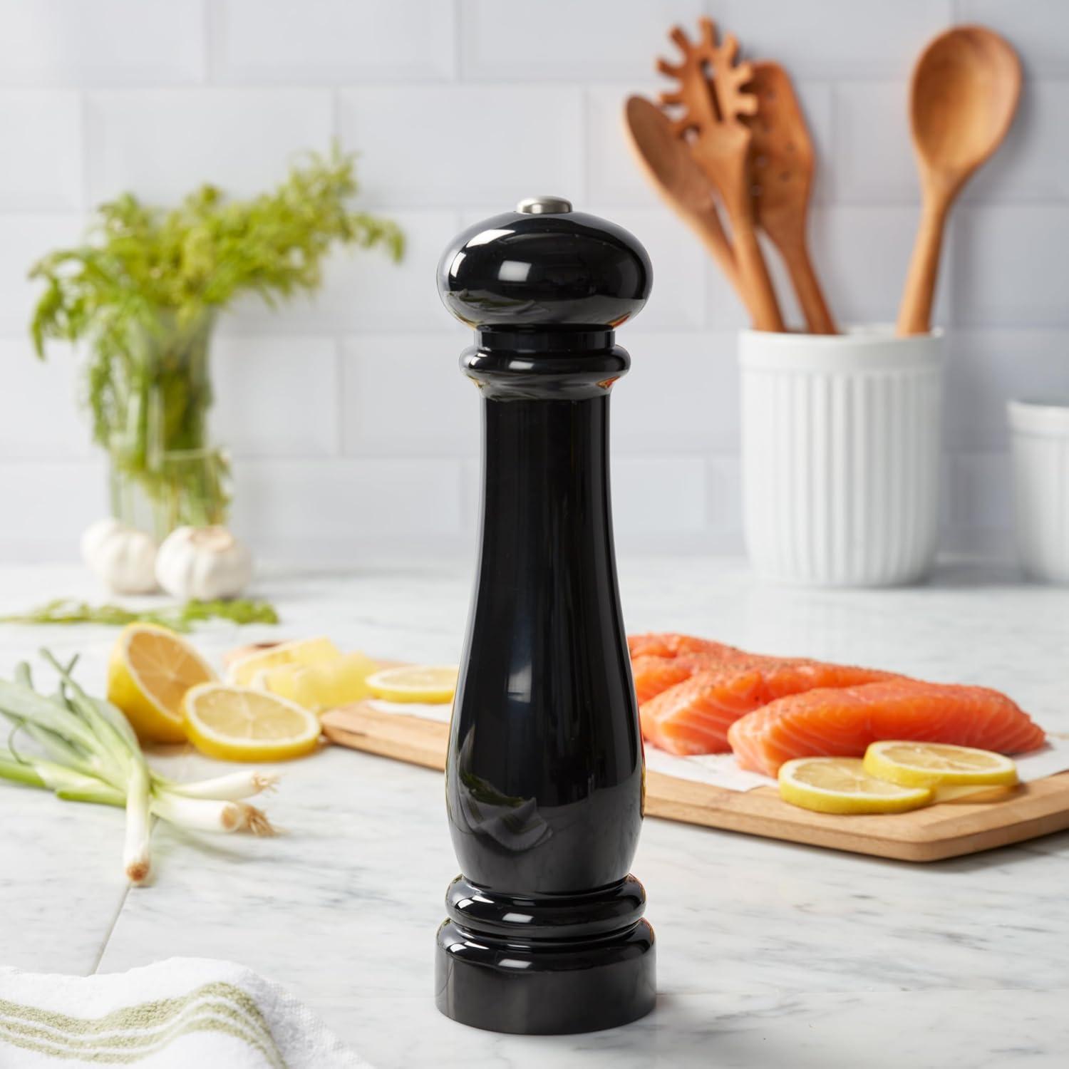 image:imageKamenstein Traditional Glossy Battery Operated Grinder for Salt or Peppercorns Easy to Use with One Handed Push of a Button Runs on Batteries batteries not Included 10in BlackBlack