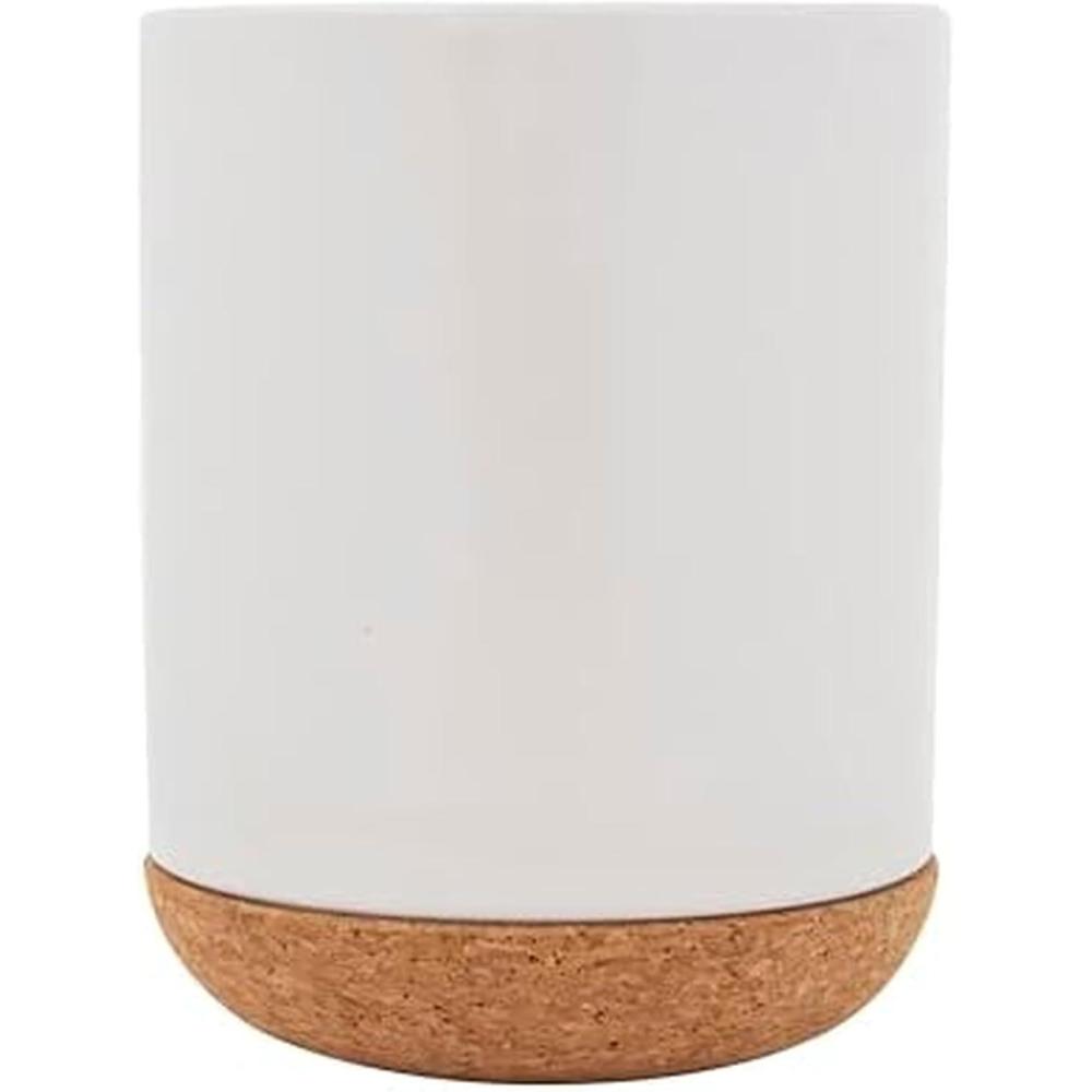 image:imageKamenstein White Ceramic Kitchen Utensil Crock with Cork Base Stylish Countertop Storage for Spatulas Spoons Whisks Modern Design 5 Inch Diameter 65 Inch Height