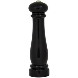 Kamenstein Traditional Glossy Battery Operated Grinder for Salt or Peppercorns, Easy to Use with One Handed Push of a Button, Runs on Batteries, batteries not Included, 10in, Black(Black)