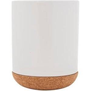 Kamenstein White Ceramic Kitchen Utensil Crock with Cork Base – Stylish Countertop Storage for Spatulas, Spoons, Whisks – Modern Design, 5 Inch Diameter, 6.5 Inch Height