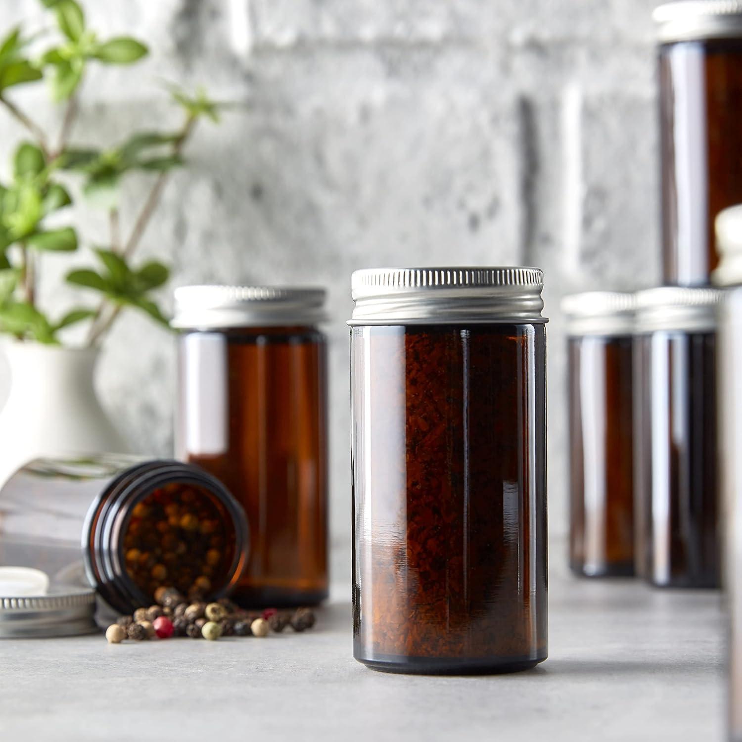 image:imageKamenstein 5244227 Empty Jars With Black Cap Set Of 12 3OunceAmber