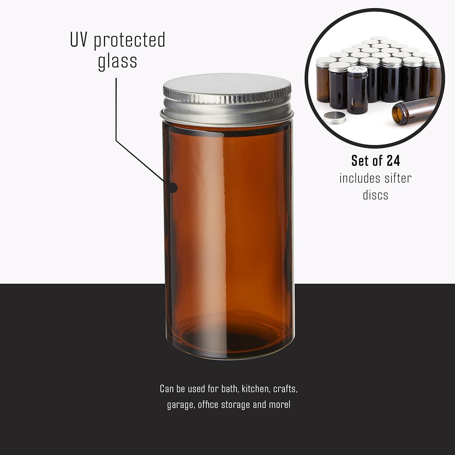 image:imageKamenstein 5244227 Empty Jars With Black Cap Set Of 12 3OunceAmber