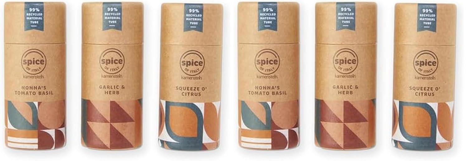 image:imageKamenstein Kraft Paper Spice Tube Set Packaging made of 99 percent recycled material with Spices Included Tex Mex TwistMediterannean Mixes