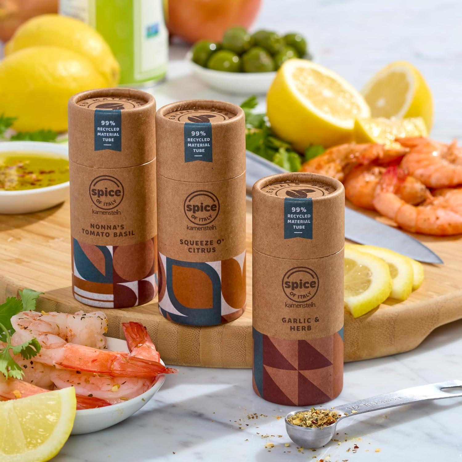 image:imageKamenstein Kraft Paper Spice Tube Set Packaging made of 99 percent recycled material with Spices Included Tex Mex TwistMediterannean Mixes