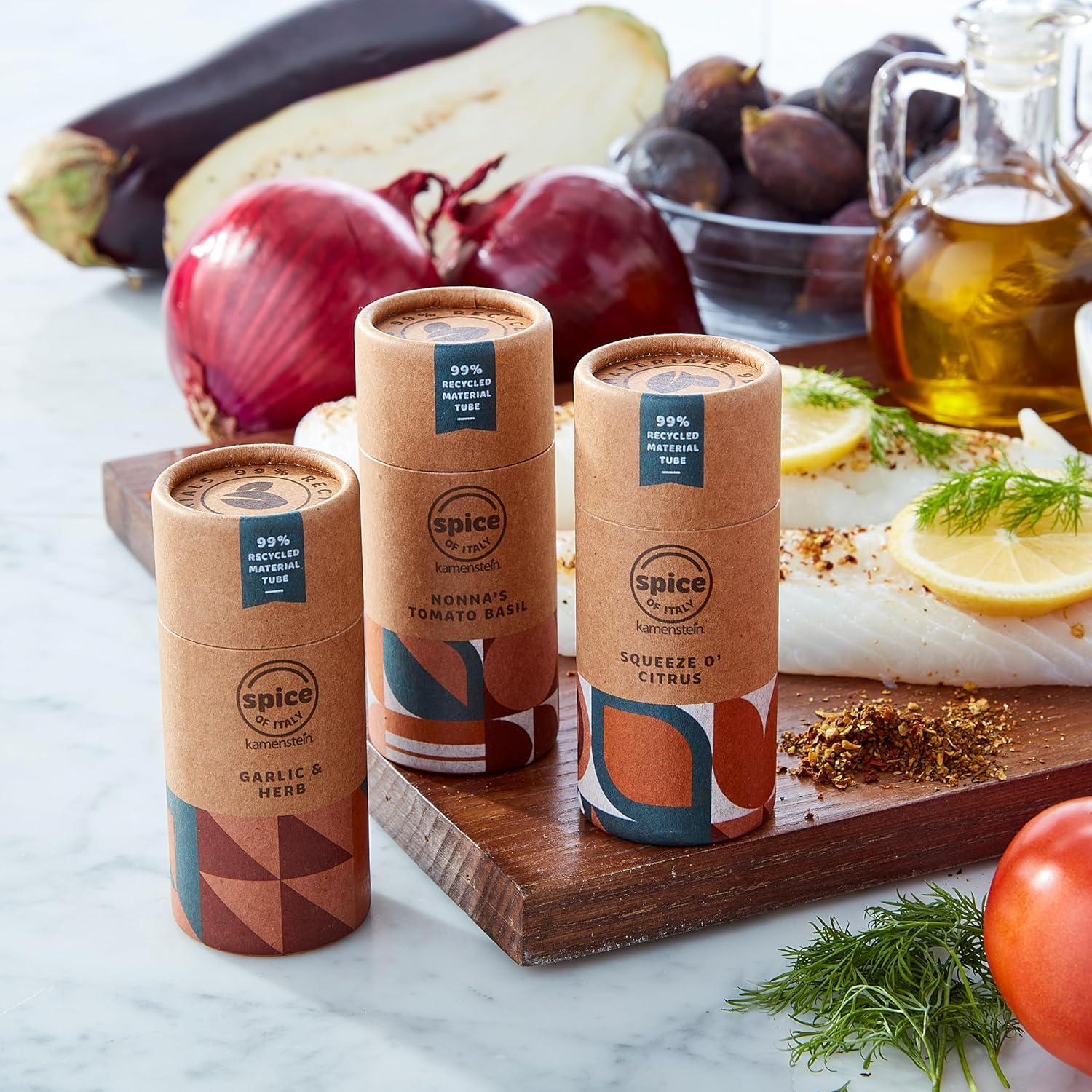 image:imageKamenstein Kraft Paper Spice Tube Set Packaging made of 99 percent recycled material with Spices Included Tex Mex TwistMediterannean Mixes