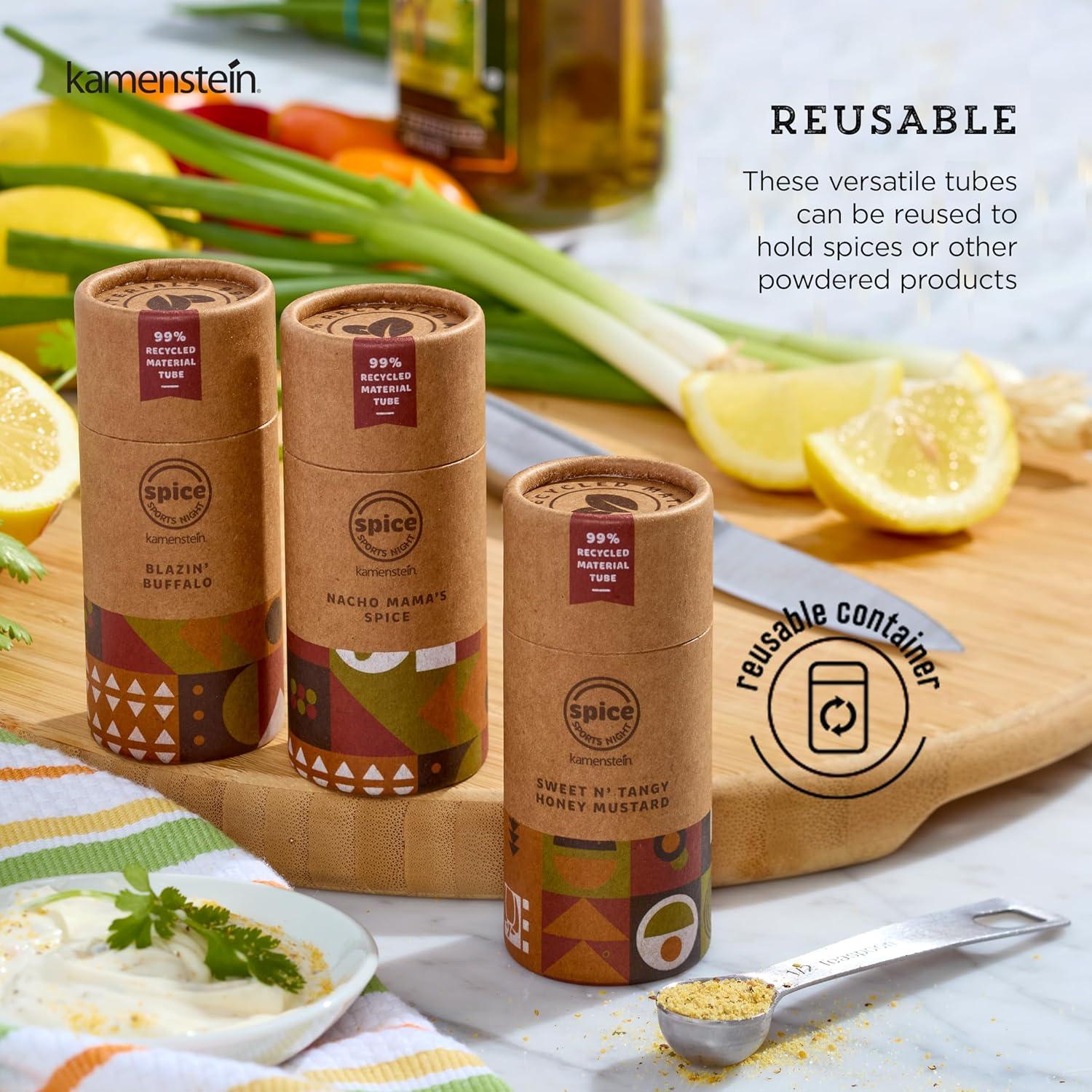 image:imageKamenstein Kraft Paper Spice Tube Set Packaging made of 99 percent recycled material with Spices Included Tex Mex TwistTasty Tailgates