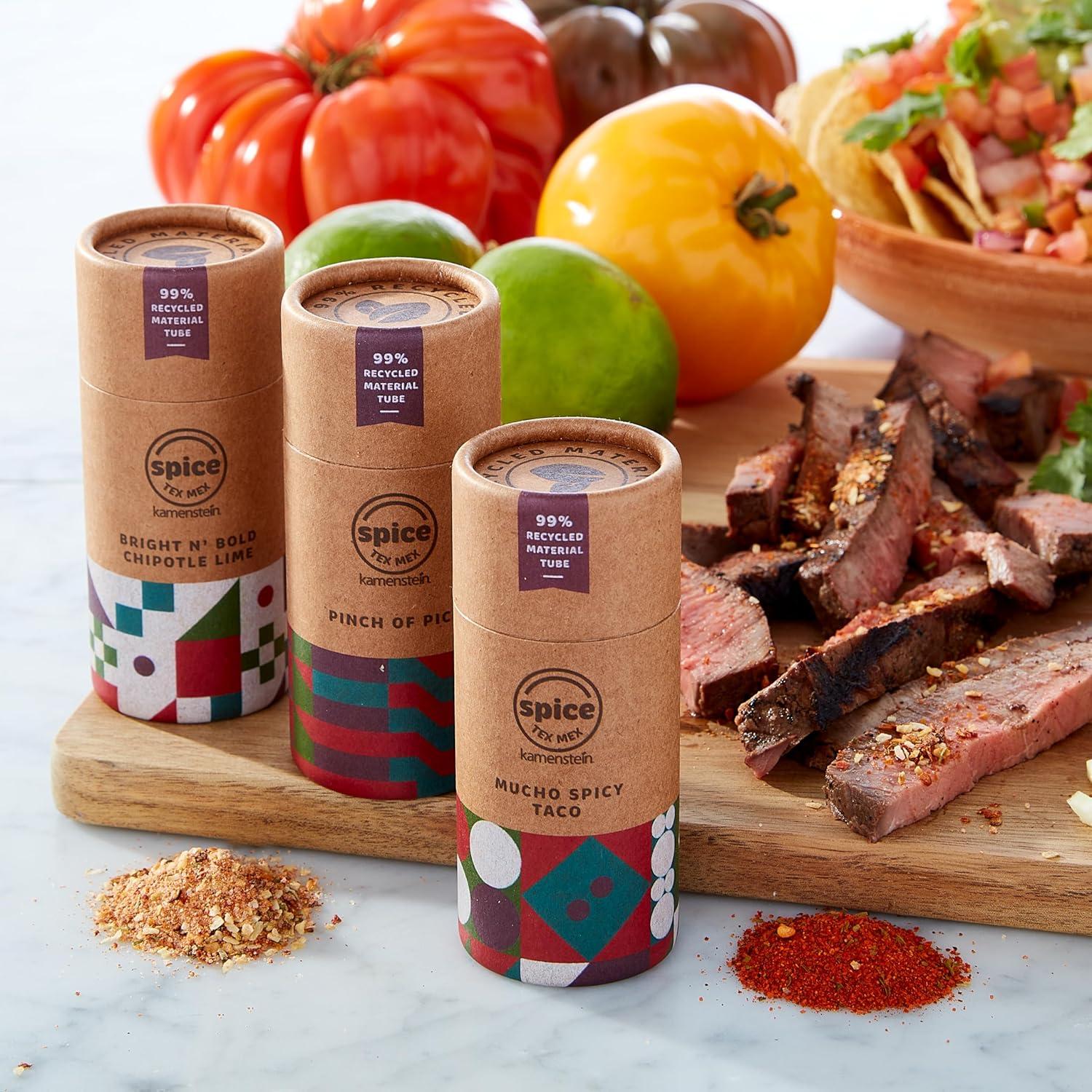 image:imageKamenstein Kraft Paper Spice Tube Set Packaging made of 99 percent recycled material with Spices Included Tex Mex TwistTex Mex