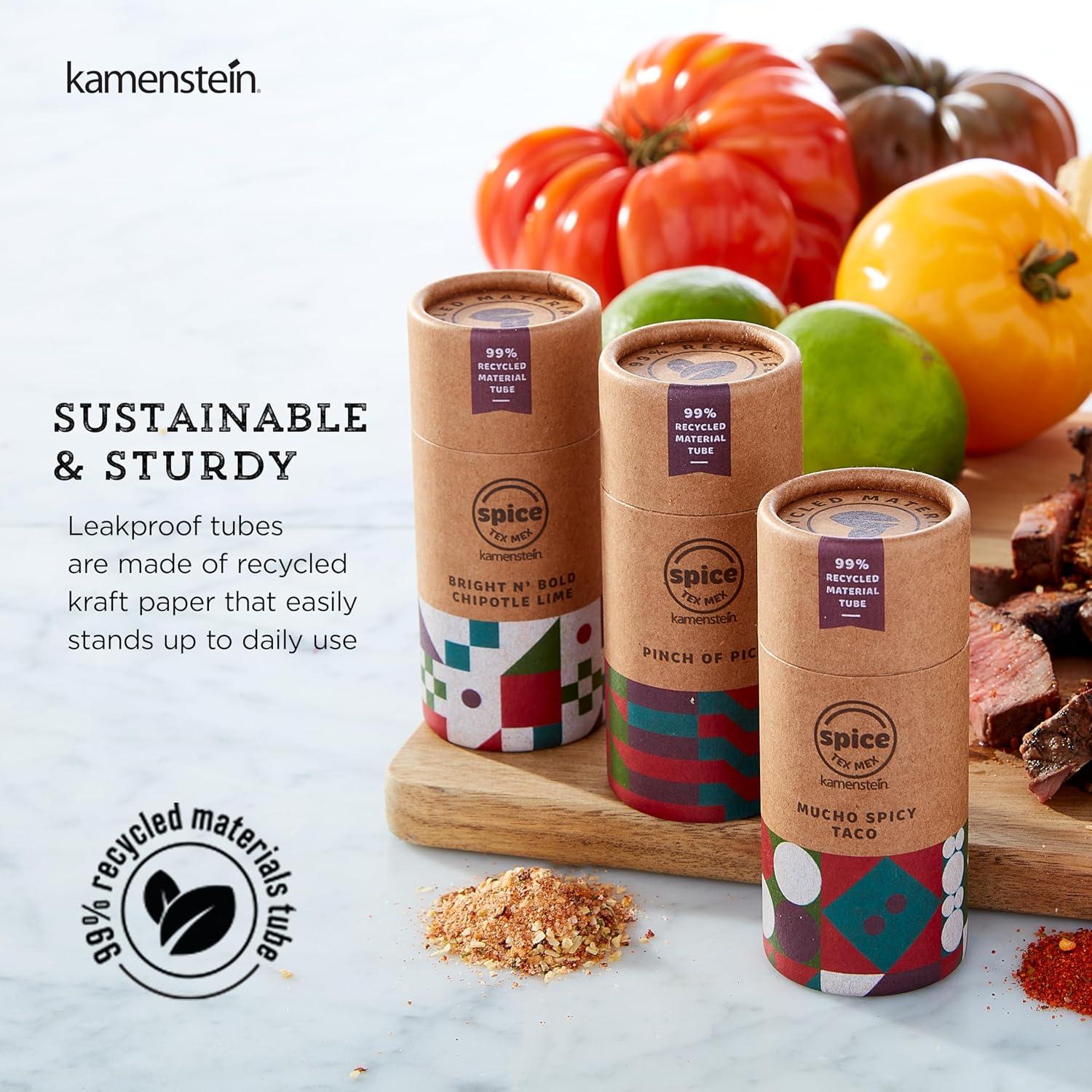 image:imageKamenstein Kraft Paper Spice Tube Set Packaging made of 99 percent recycled material with Spices Included Tex Mex TwistTex Mex
