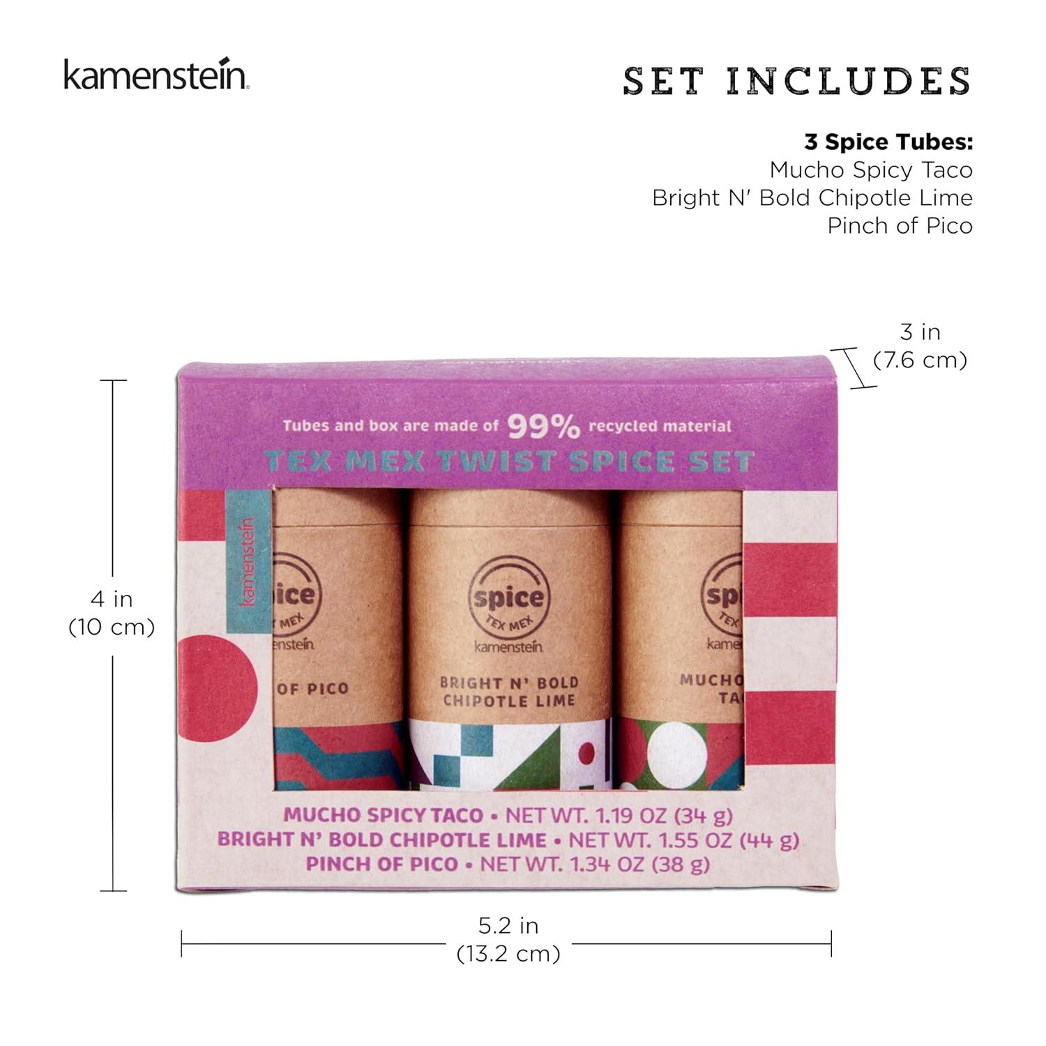 image:imageKamenstein Kraft Paper Spice Tube Set Packaging made of 99 percent recycled material with Spices Included Tex Mex TwistTex Mex