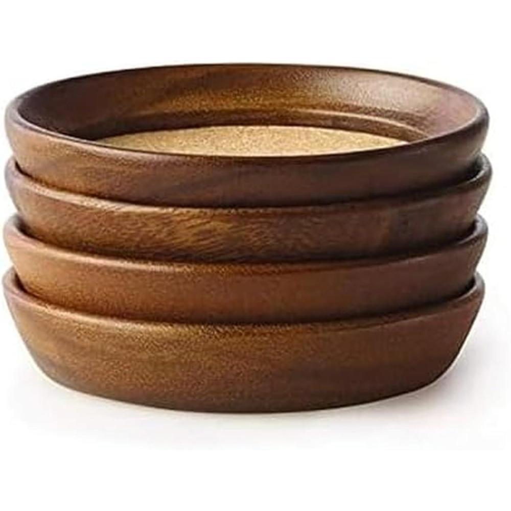 image:imageKamenstein 4 Piece Set Natural Acacia Wood and Cork Stackable Coasters Set of 4
