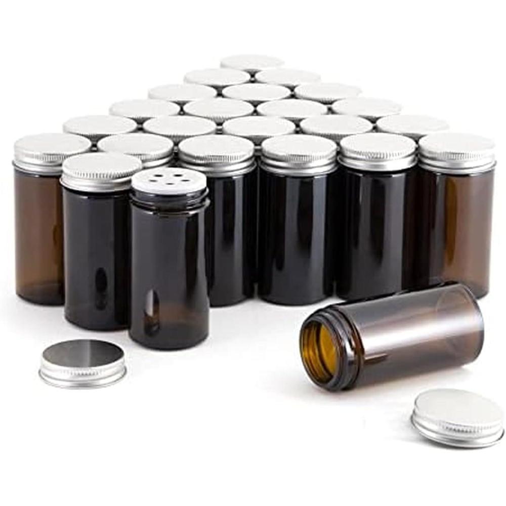 image:imageKamenstein 5244227 Empty Jars With Black Cap Set Of 12 3OunceAmber