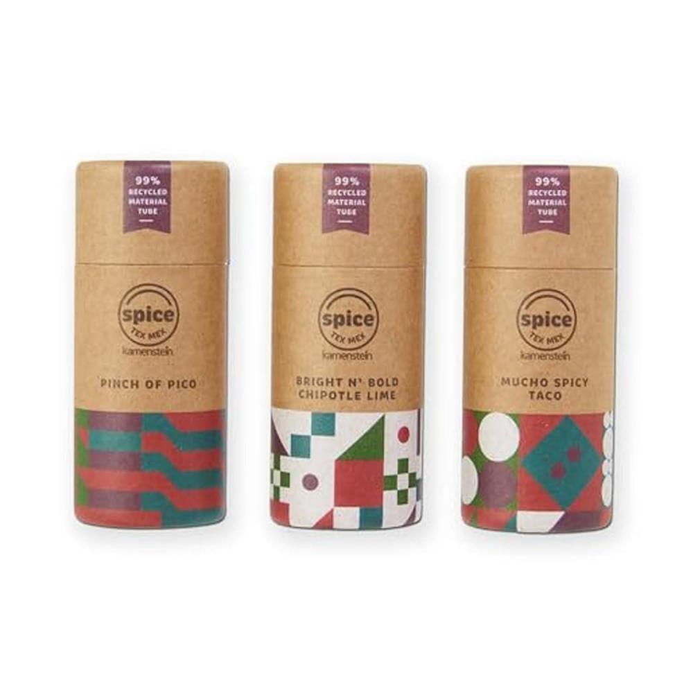 image:imageKamenstein Kraft Paper Spice Tube Set Packaging made of 99 percent recycled material with Spices Included Tex Mex TwistTex Mex