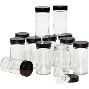 Kamenstein 5244227 Empty Jars With Black Cap, Set Of 12, 3-Ounce(Black)