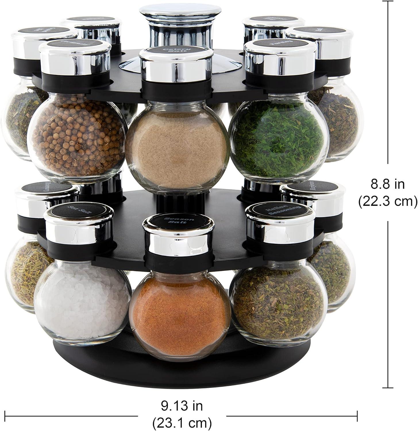 image:imageKamenstein 16 Jar Warner Revolving Countertop Spice Rack Organizer with Lift amp Pour Caps and Spices Included FREE Spice Refills for 5 years Stainless Steel amp Bamboo with Black Caps16Jar Ellington
