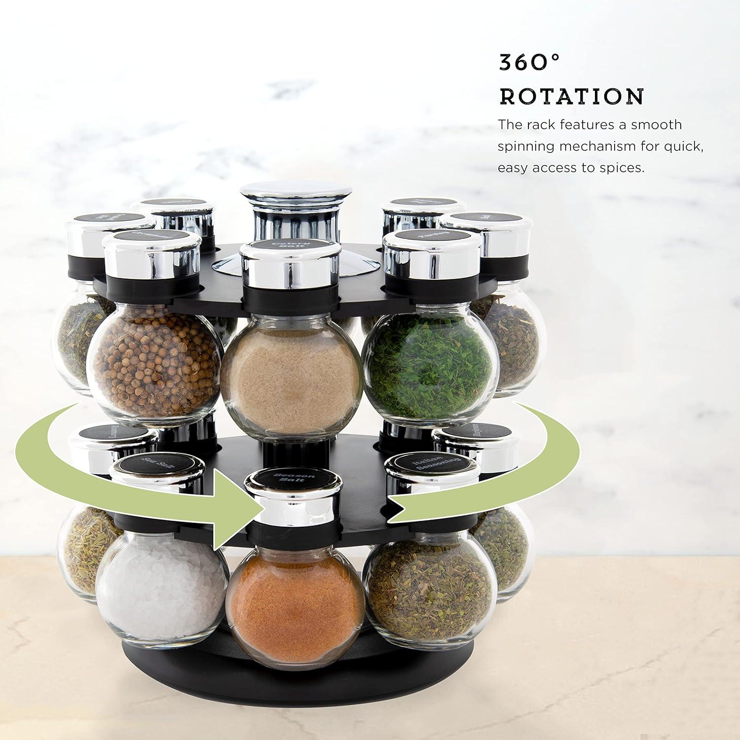 image:imageKamenstein 16 Jar Warner Revolving Countertop Spice Rack Organizer with Lift amp Pour Caps and Spices Included FREE Spice Refills for 5 years Stainless Steel amp Bamboo with Black Caps16Jar Ellington