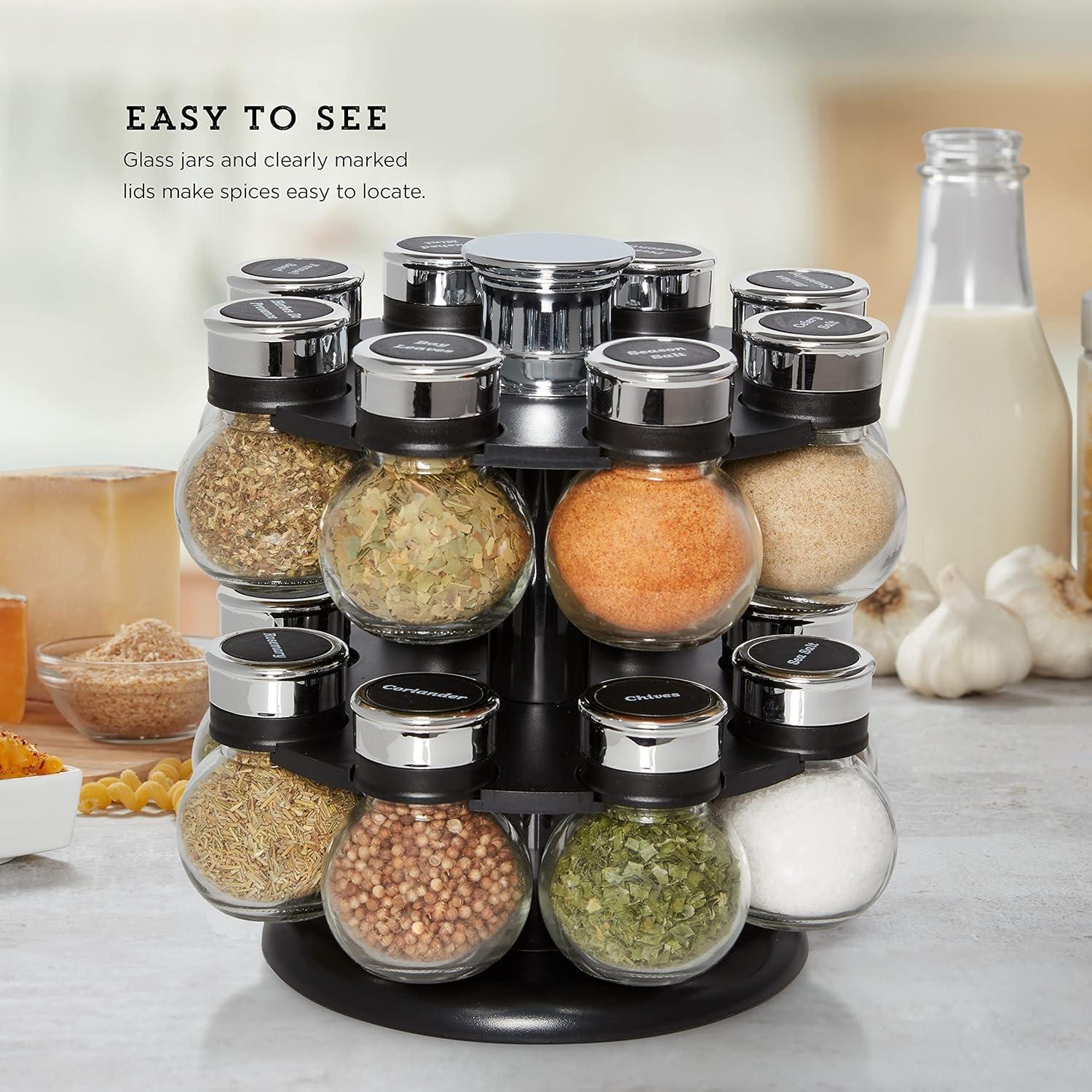 image:imageKamenstein 16 Jar Warner Revolving Countertop Spice Rack Organizer with Lift amp Pour Caps and Spices Included FREE Spice Refills for 5 years Stainless Steel amp Bamboo with Black Caps16Jar Ellington