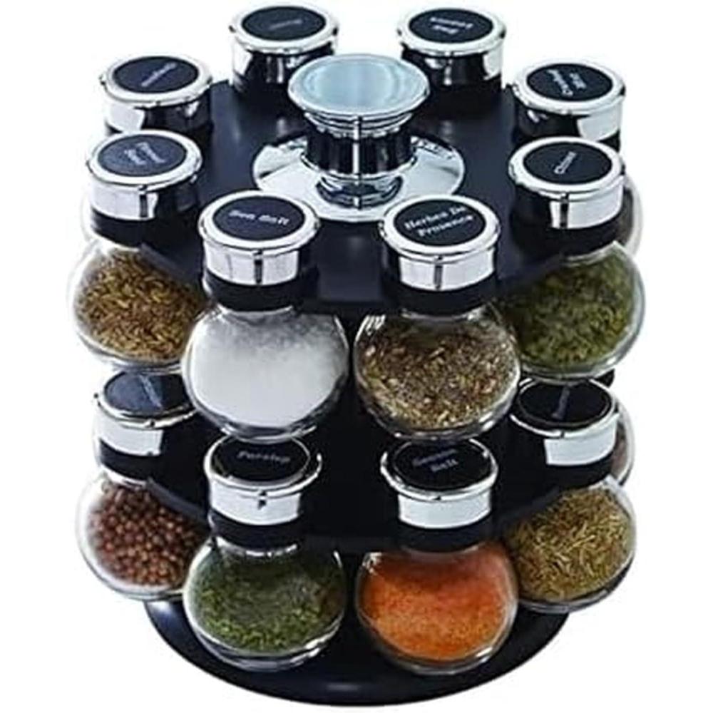 image:imageKamenstein 16 Jar Warner Revolving Countertop Spice Rack Organizer with Lift amp Pour Caps and Spices Included FREE Spice Refills for 5 years Stainless Steel amp Bamboo with Black Caps16Jar Ellington