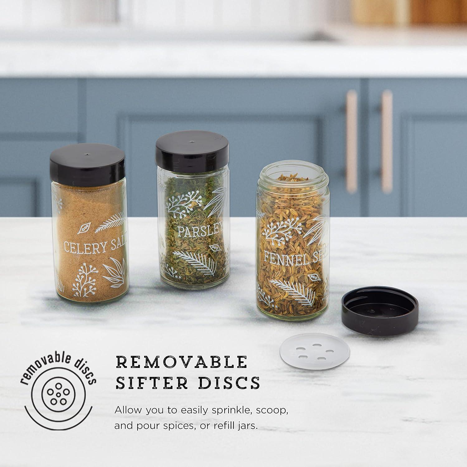 image:imageKamenstein 15 Jar Lincoln Countertop Spice Rack with Spices Included FREE Spice Refills for 5 Years Chrome with Black Caps 95 x 58 x 9